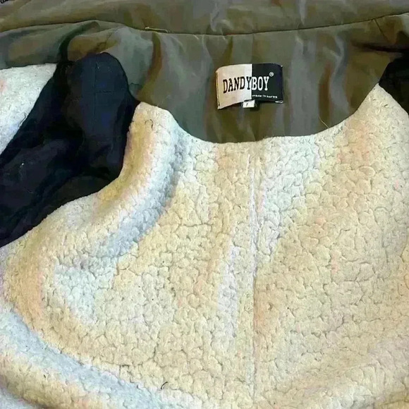 Dandy Boy Fleece lined Army Green Utility Coat Size Large - Picture 5 of 5